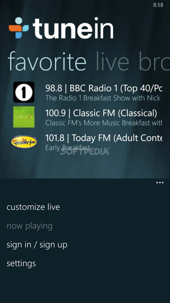 Temprano engañar Perplejo Download TuneIn Radio for Windows Phone